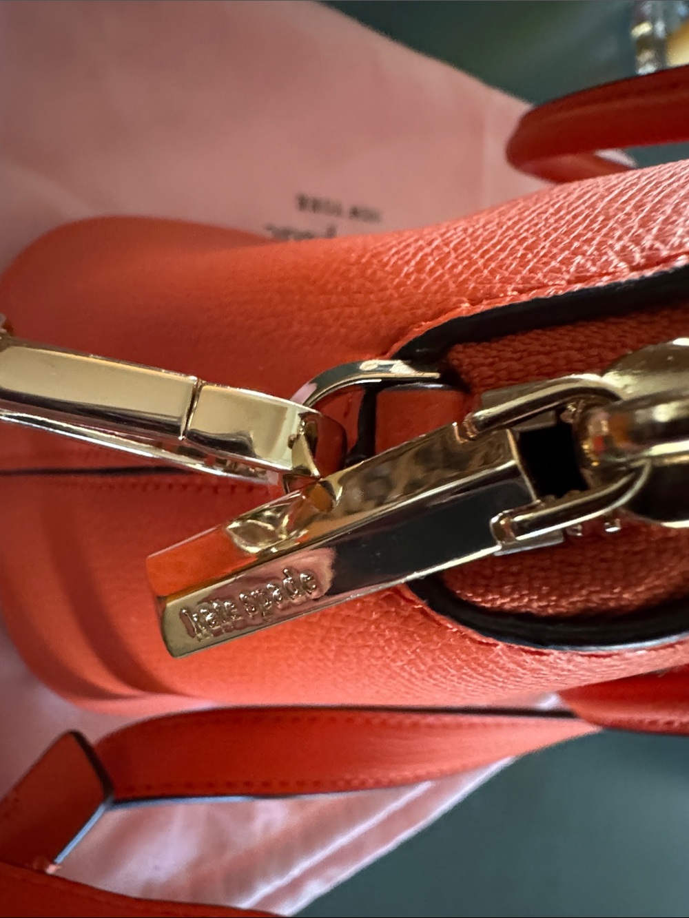 Kate Spade Orange Leather Dome Satchel with Crossbody Strap NWOT. Never used - Picture 4 of 7
